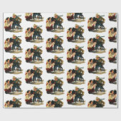 ヴィンテージウエスタンカウボーイ女性のカーボーイホースクリスマス3 ラッピングペーパー (フラット)