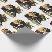 ヴィンテージウエスタンカウボーイ女性のカーボーイホースクリスマス3 ラッピングペーパー (角)