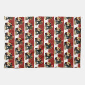 ヴィンテージウエスタンカウボーイ女性のカーボーイホースクリスマス キッチンタオル (横)