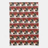 ヴィンテージウエスタンカウボーイ女性のカーボーイホースクリスマス キッチンタオル (縦)