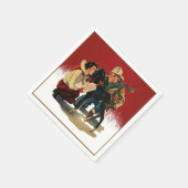 ヴィンテージウエスタンカウボーイ女性のカーボーイホースクリスマス スタンダードカクテルナプキン (角)