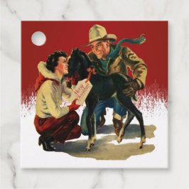 ヴィンテージウエスタンカウボーイ女性のカーボーイホースクリスマス フェイバータグ