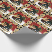 ヴィンテージウエスタンカウボーイ女性のカーボーイホースクリスマス ラッピングペーパー (角)