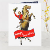ヴィンテージウエスタンカウボーイ飼育馬誕生日 カード (黄色い花)