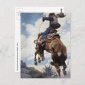 ヴィンテージウエスタンカウボーイ、バッキング、NCワイス ポストカード (正面/裏面)