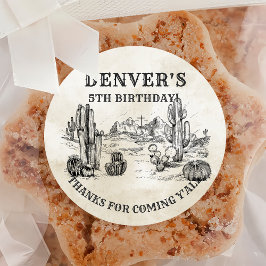 ヴィンテージウエスタンカントリーカウボーイ誕生日サンキューユー ラウンドシール