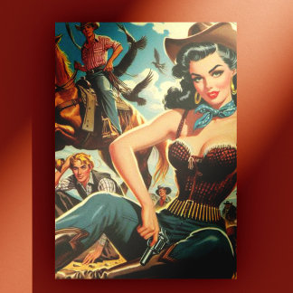 ヴィンテージウエスタンカントリーガール ポストカード