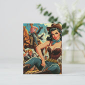 ヴィンテージウエスタンカントリーガール ポストカード (スタンド正面)