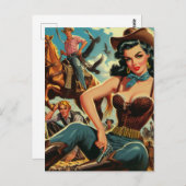 ヴィンテージウエスタンカントリーガール ポストカード (正面/裏面)