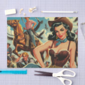 ヴィンテージウエスタンカントリーガール 薄葉紙 (クラフト)