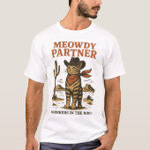 ヴィンテージウエスタンキャットイラストレーション- Meowdy Partner Tシャツ (正面)