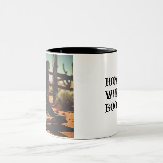 ヴィンテージウエスタンコーヒーマグ | カウボーイブーツ ツートーンマグカップ (中央)