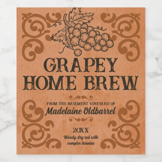 ヴィンテージウエスタンスタイルワイン製造結婚式の引き出物 ワインラベル (シングルラベル)