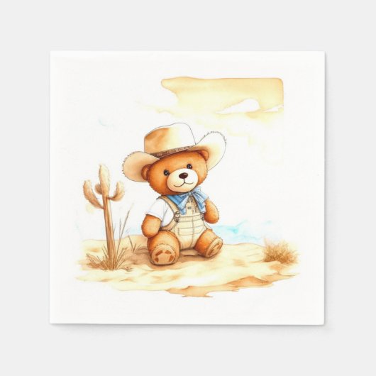 ヴィンテージウエスタンデライトカウボーイベビシャワーナプキンズ スタンダードカクテルナプキン (正面)