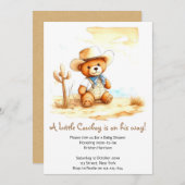 ヴィンテージウエスタンデライトカウボーイベビーシャワー 招待状 (正面/裏面)