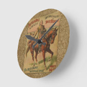 ヴィンテージウエスタンバッファロービルアートワークイラストレーション ラウンド壁時計 (傾斜)