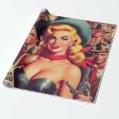 ヴィンテージウエスタンパルプガール ラッピングペーパー (アンロールド)
