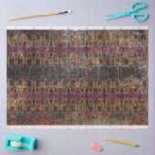 ヴィンテージウエスタンブラックブラウンパープルのテクスチャパターン 薄葉紙 (クラフト)