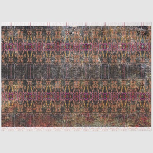 ヴィンテージウエスタンブラックブラウンパープルのテクスチャパターン 薄葉紙 (正面)