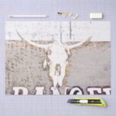 ヴィンテージウエスタンブルスカルタンホワイトブラウンテクスチャ 薄葉紙 (クラフト)