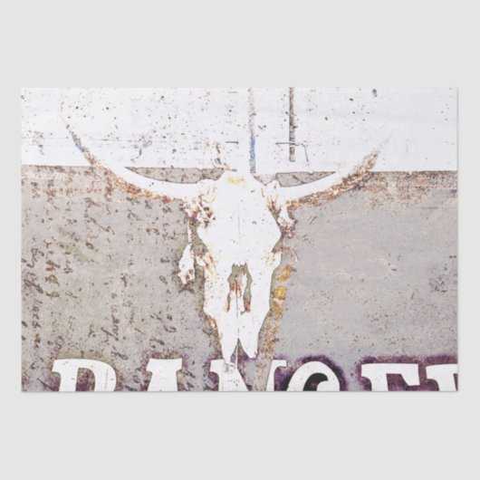 ヴィンテージウエスタンブルスカルタンホワイトブラウンテクスチャ 薄葉紙 (正面)