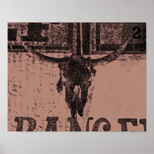 ヴィンテージウエスタンブルスカルブラウンオールドカントリー ポスター (正面)