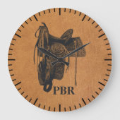 ヴィンテージウエスタンホースサドルモノグラム ラージ壁時計 (正面)
