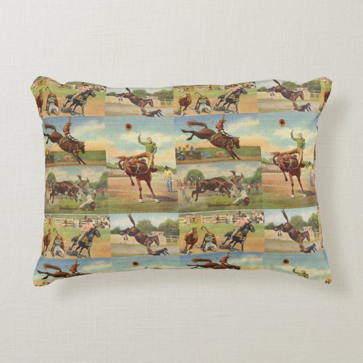 ヴィンテージウエスタンロデオイベントカウボーイズホーズブルズ アクセントクッション (正面)
