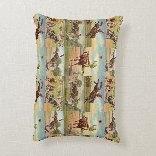 ヴィンテージウエスタンロデオイベントカウボーイズホーズブルズ アクセントクッション (裏面(縦))