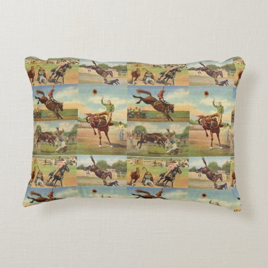 ヴィンテージウエスタンロデオイベントカウボーイズホーズブルズ アクセントクッション (裏面)