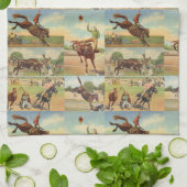 ヴィンテージウエスタンロデオイベントカウボーイズホーズブルズ キッチンタオル (折り畳み)