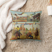 ヴィンテージウエスタンロデオイベントカウボーイズホーズブルズ クッション (ブランケット)