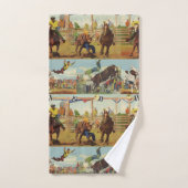 ヴィンテージウエスタンロデオイベントカウボーイズホーズブルズ バスタオルセット (ハンドタオル)