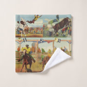 ヴィンテージウエスタンロデオイベントカウボーイズホーズブルズ バスタオルセット (ウォッシュタオル)