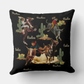 ヴィンテージウエスタンロデオイベントカウボーイズ女性のカーボーイ クッション (裏面)