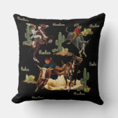 ヴィンテージウエスタンロデオイベントカウボーイズ女性のカーボーイ クッション (正面)