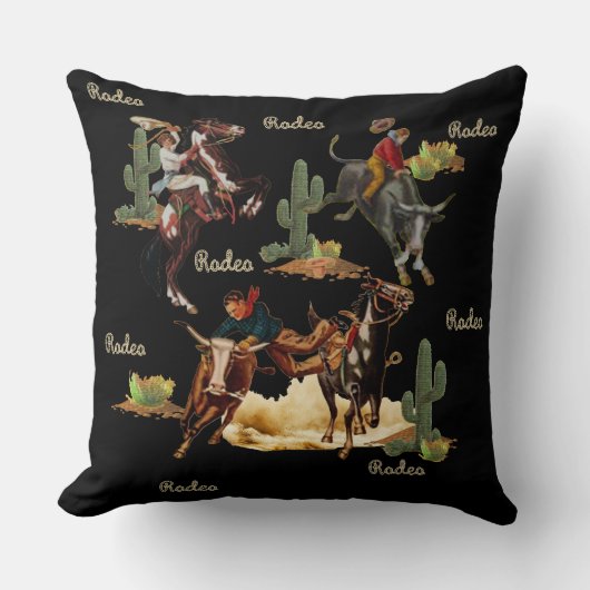ヴィンテージウエスタンロデオイベントカウボーイズ女性のカーボーイ クッション (正面)