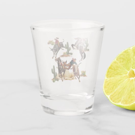 ヴィンテージウエスタンロデオイベントカウボーイ女性のカーボーイ ショットグラス (裏面)
