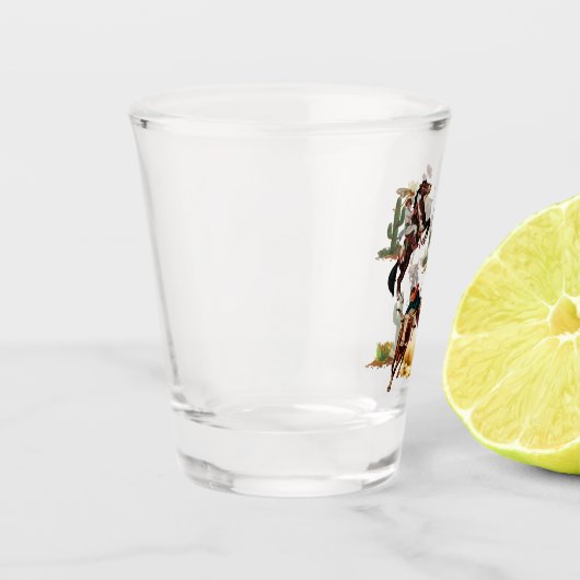 ヴィンテージウエスタンロデオイベントカウボーイ女性のカーボーイ ショットグラス (左)