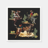 ヴィンテージウエスタンロデオイベントカウボーイ女性のカーボーイ スタンダードカクテルナプキン (正面)