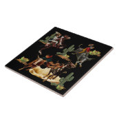 ヴィンテージウエスタンロデオイベントカウボーイ女性のカーボーイ タイル (側面)