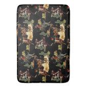 ヴィンテージウエスタンロデオイベントカウボーイ女性のカーボーイ バスマット (正面縦)