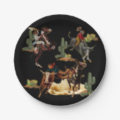 ヴィンテージウエスタンロデオイベントカウボーイ女性のカーボーイ ペーパープレート (正面)