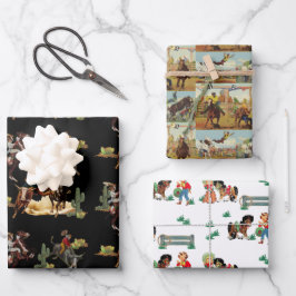 ヴィンテージウエスタンロデオイベントカウボーイ女性のカーボーイ ラッピングペーパーシート