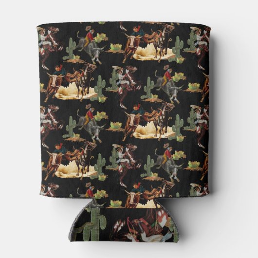 ヴィンテージウエスタンロデオイベントカウボーイ女性のカーボーイ 缶クーラー (裏面)