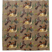 ヴィンテージウエスタンロデオイベント女性のカーボーイカウボーイショー シャワーカーテン (正面)