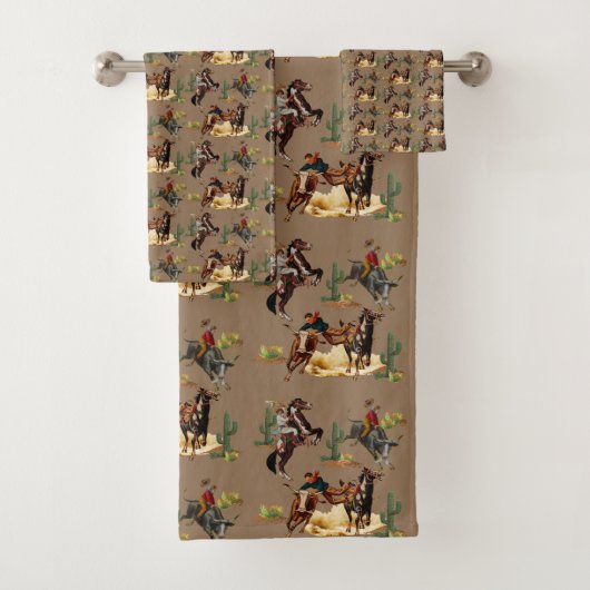 ヴィンテージウエスタンロデオイベント女性のカーボーイカウボーイバス バスタオルセット (インサイチュ)