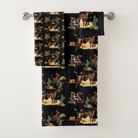 ヴィンテージウエスタンロデオイベント女性のカーボーイカウボーイ バスタオルセット (インサイチュ)