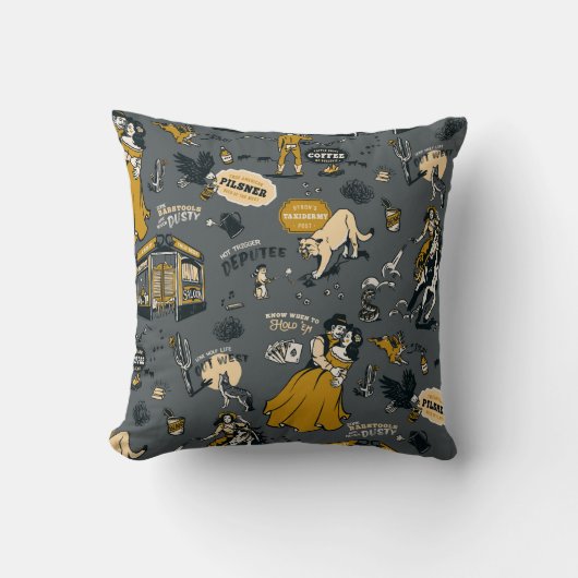 ヴィンテージウエスタンワイルドウェストイエローストーンカウボーイギフト クッション (正面)