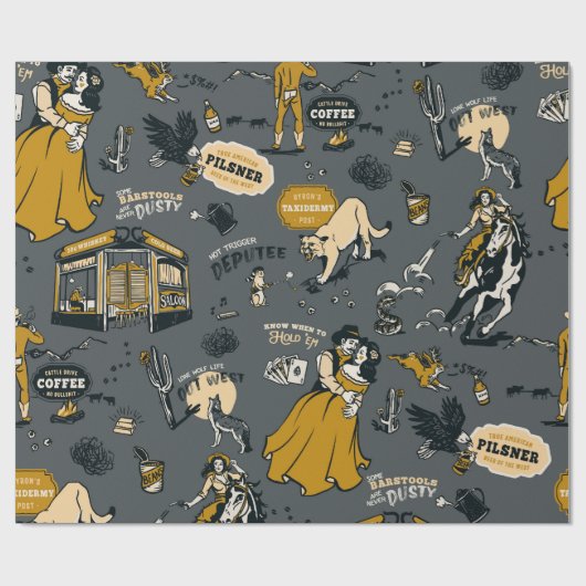 ヴィンテージウエスタンワイルドウェストイエローストーンカウボーイギフト ラッピングペーパー (フラット)